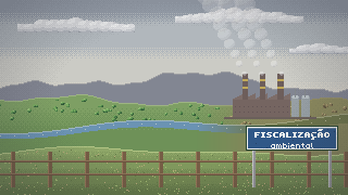 The factory still smoking behind an environmental inspection sign
