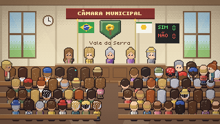 Pixel art town hall